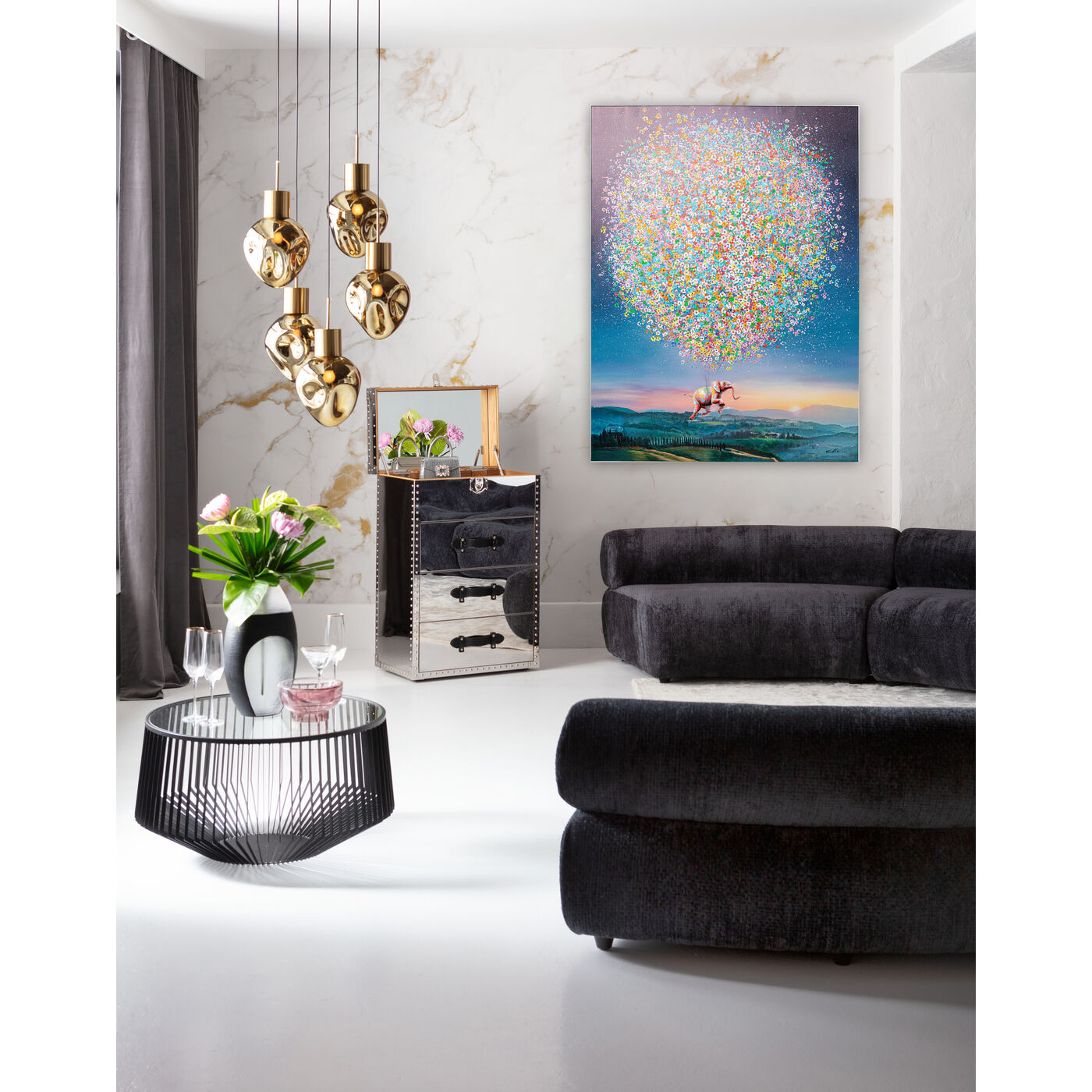 Kare Design quadro acrilico su tela, Flying Elephant At Night, multicolore, elefante/animali, decorazione parete, telaio legno massello, dettagli dipinti a mano, 160x120x4cm (A/L/P Kare Design quadro acrilico su tela, Flying Elephant At Night, multicolore, elefante/animali, decorazione parete, telaio legno massello, dettagli dipinti a mano, 160x120x4cm (A/L/P