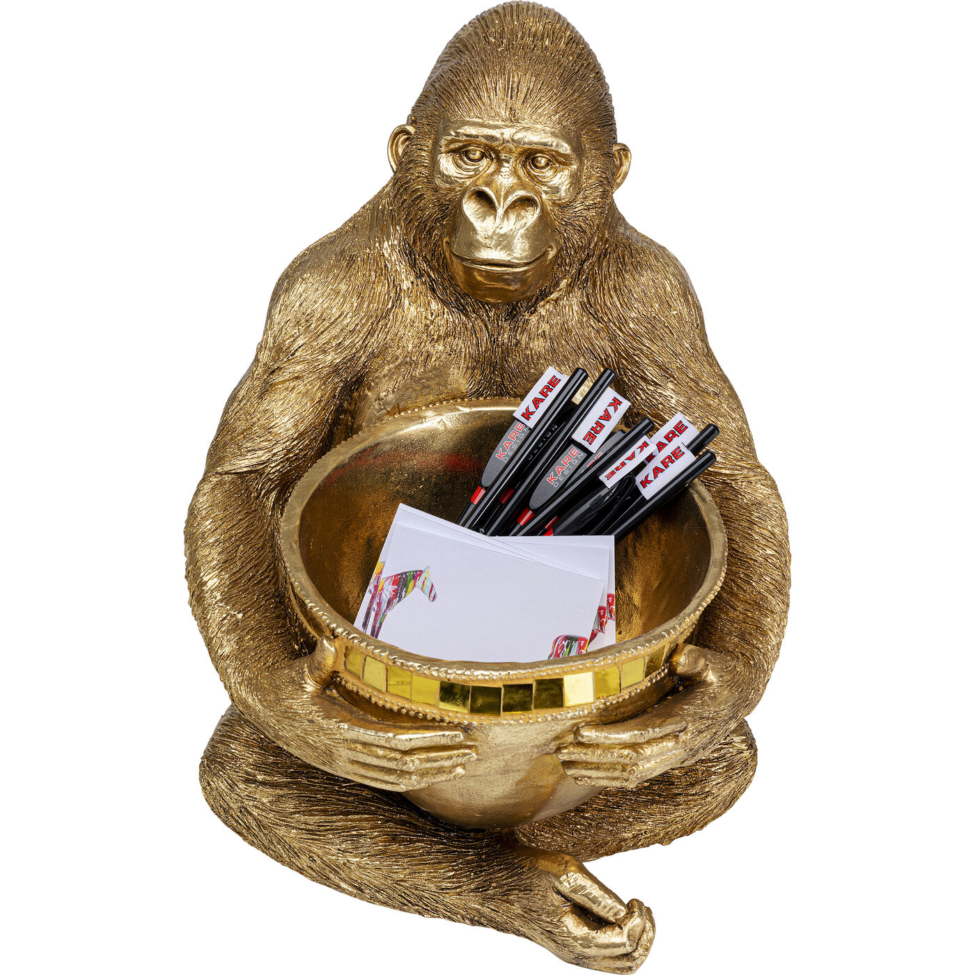 Deko Figur Gorilla Holding Bowl Gold 41cm