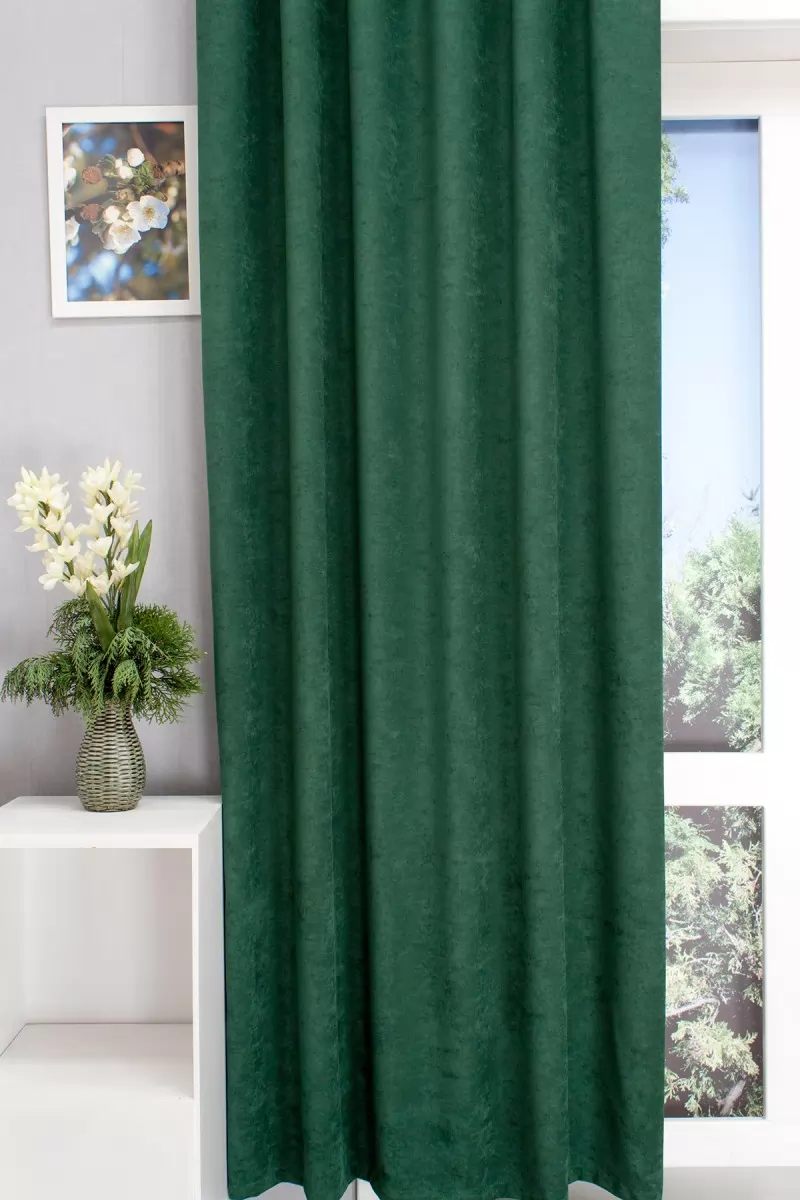 Ramon – Rideau occultant vert herbe, avec tissage velouté sur une face