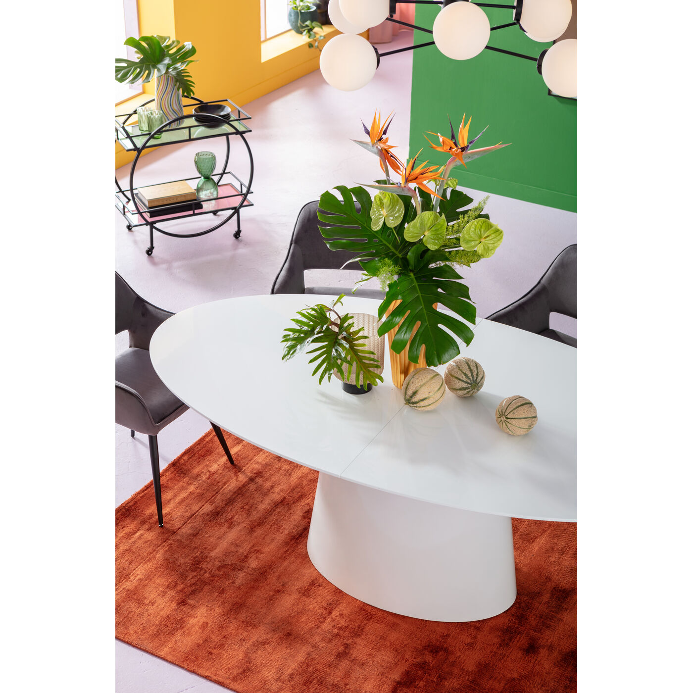 Ausziehtisch Benvenuto Weiß Glossy 200(50)x110cm