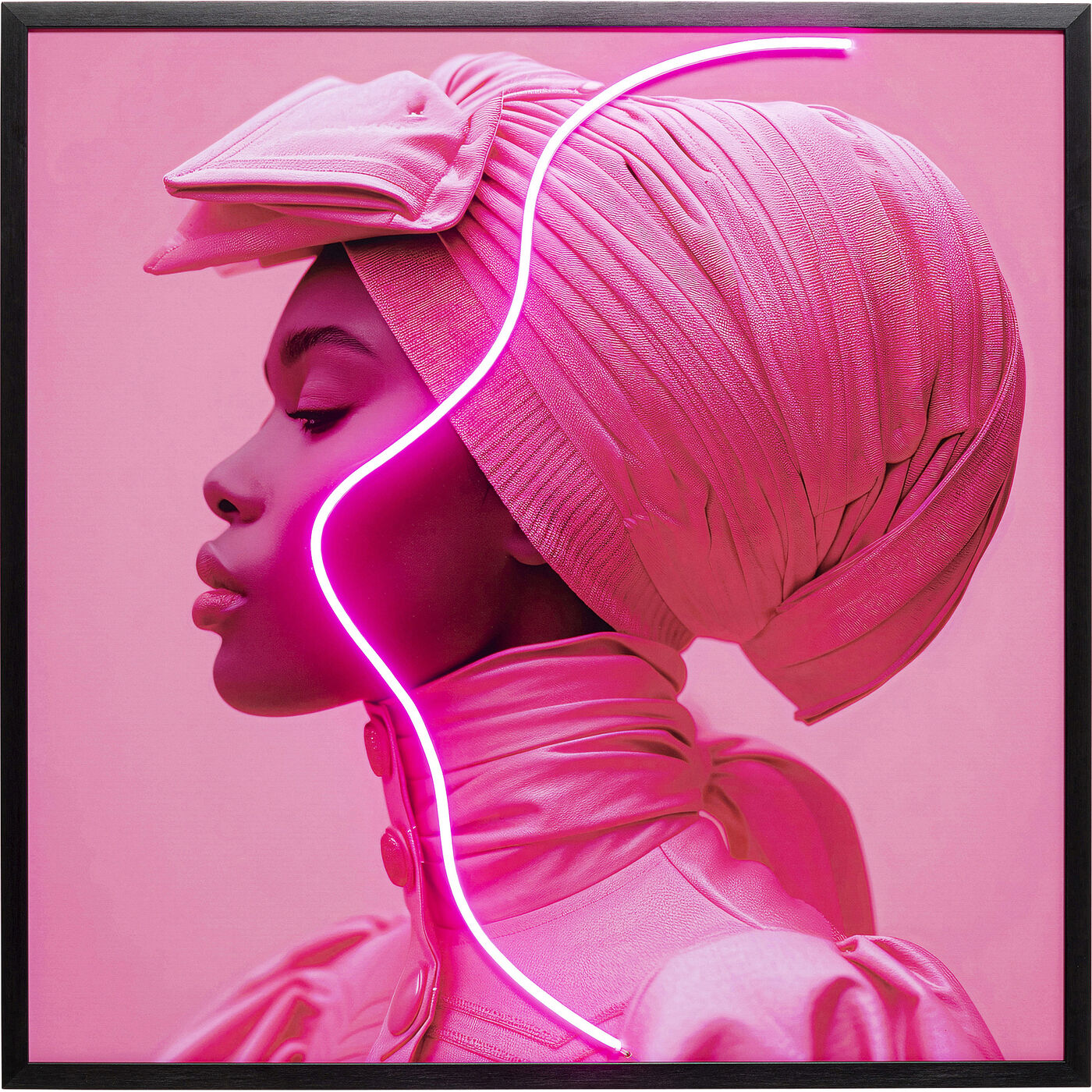 Gerahmtes Bild LED Pink Woman 80x80cm