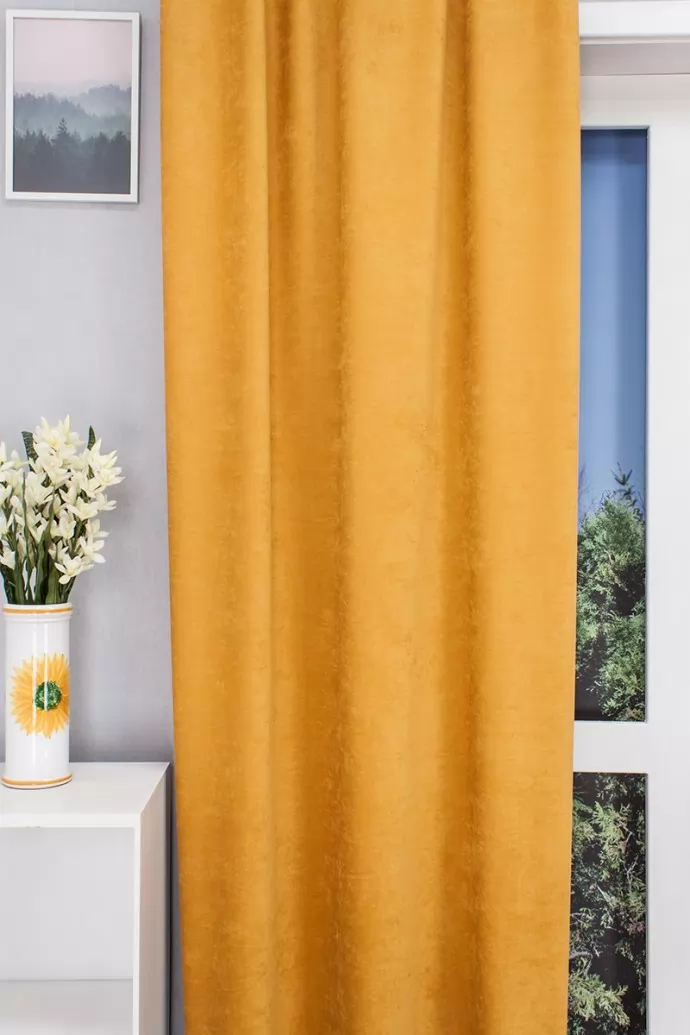 Ramon – Rideau décoratif jacquard occultant jaune soleil à l’aspect velouté