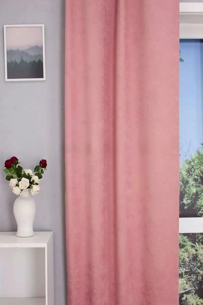 Ramon – Rideau décoratif jacquard occultant rose pâle à l’aspect velouté