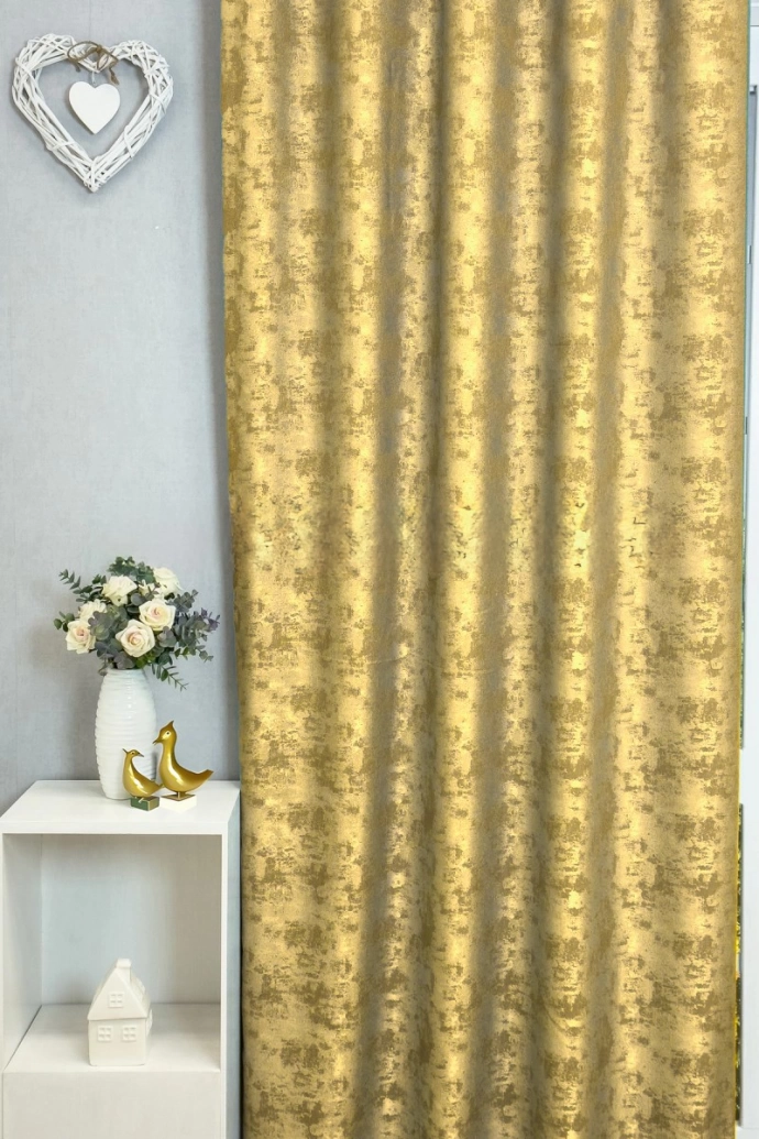 Quartz – Rideau décoratif jacquard doré, à effet moucheté et finition satinée