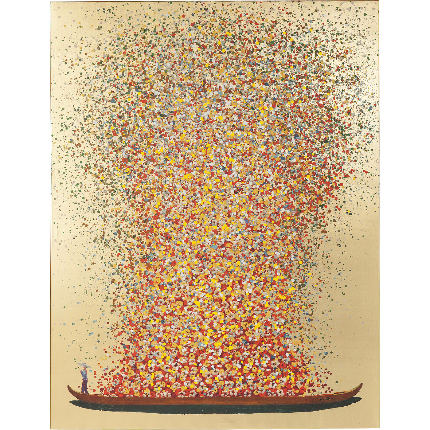 Leinwandbild Flower Boat Gold Pink 40x50cm