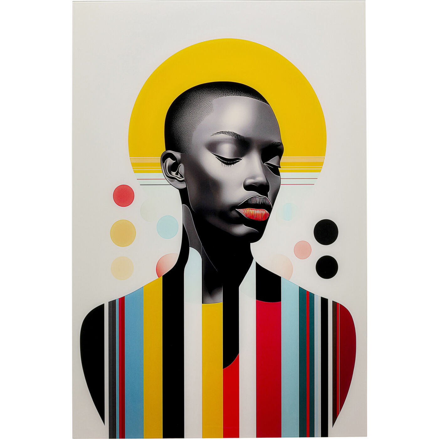 Glasbild Muse Retro Lady Gelb 80x120cm