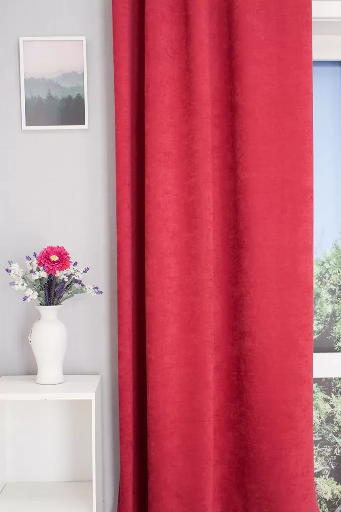 Ramon – Rideau occultant rose foncé, avec tissage velouté sur une face