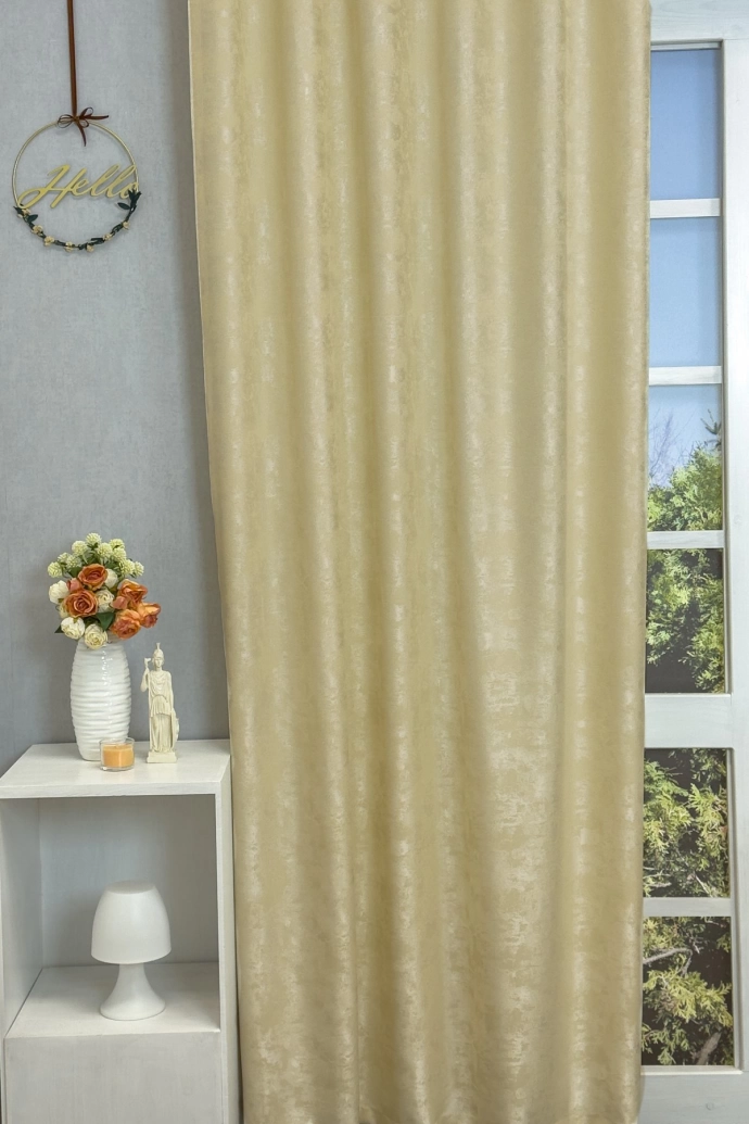 Quartz – Rideau décoratif jacquard beige, à effet moucheté et finition satinée