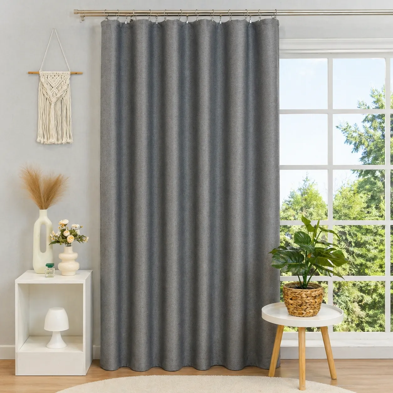 Island – Tenda dimout termoisolante oscurante spessa grigio grafite con effetto mosso