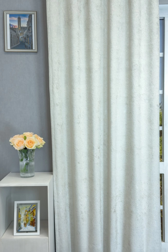 Parker – Rideau occultant en velours blanc cassé chaud, 100 % occultant