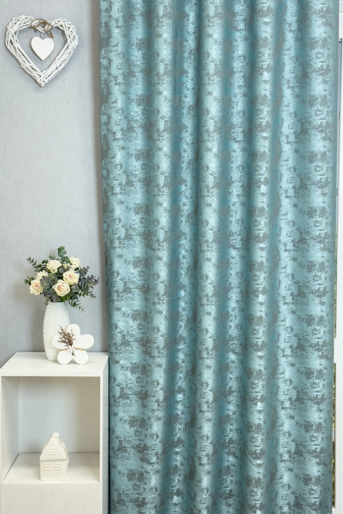 Quartz – Rideau décoratif jacquard turquoise, à effet moucheté et finition satinée