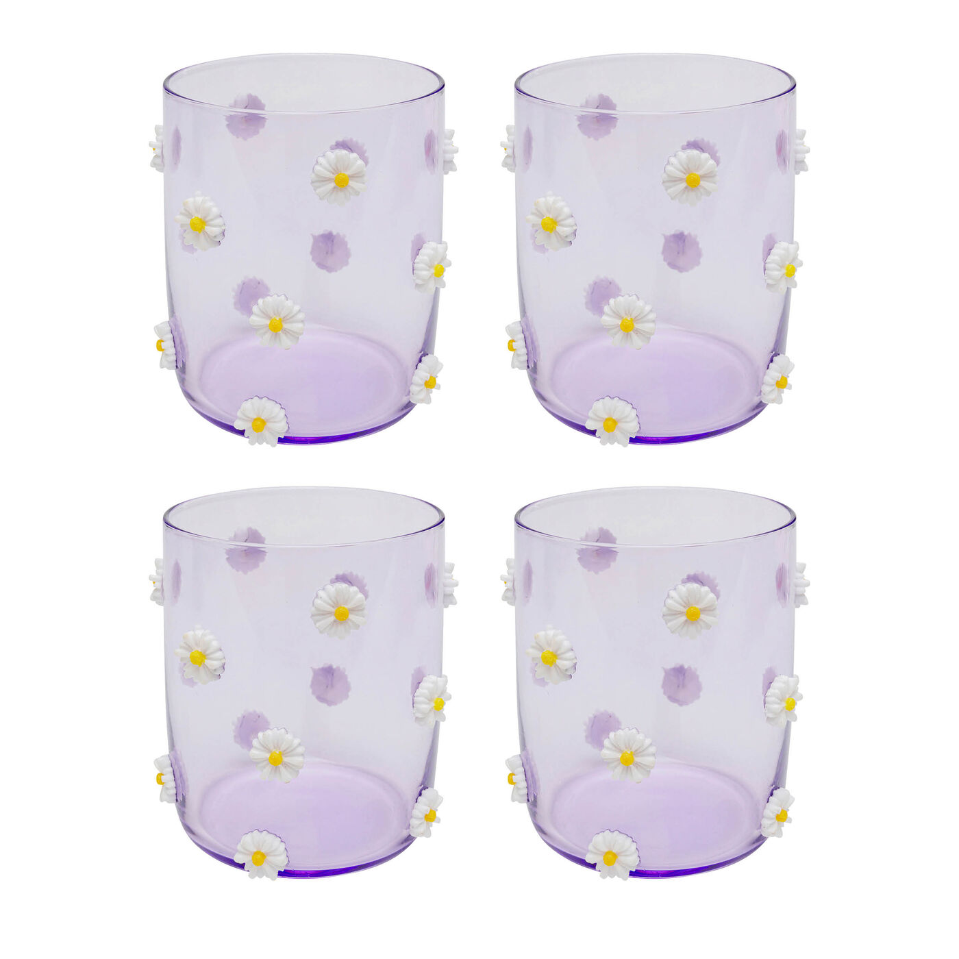 Bicchiere acqua Party Flowers 9cm (4/Set)