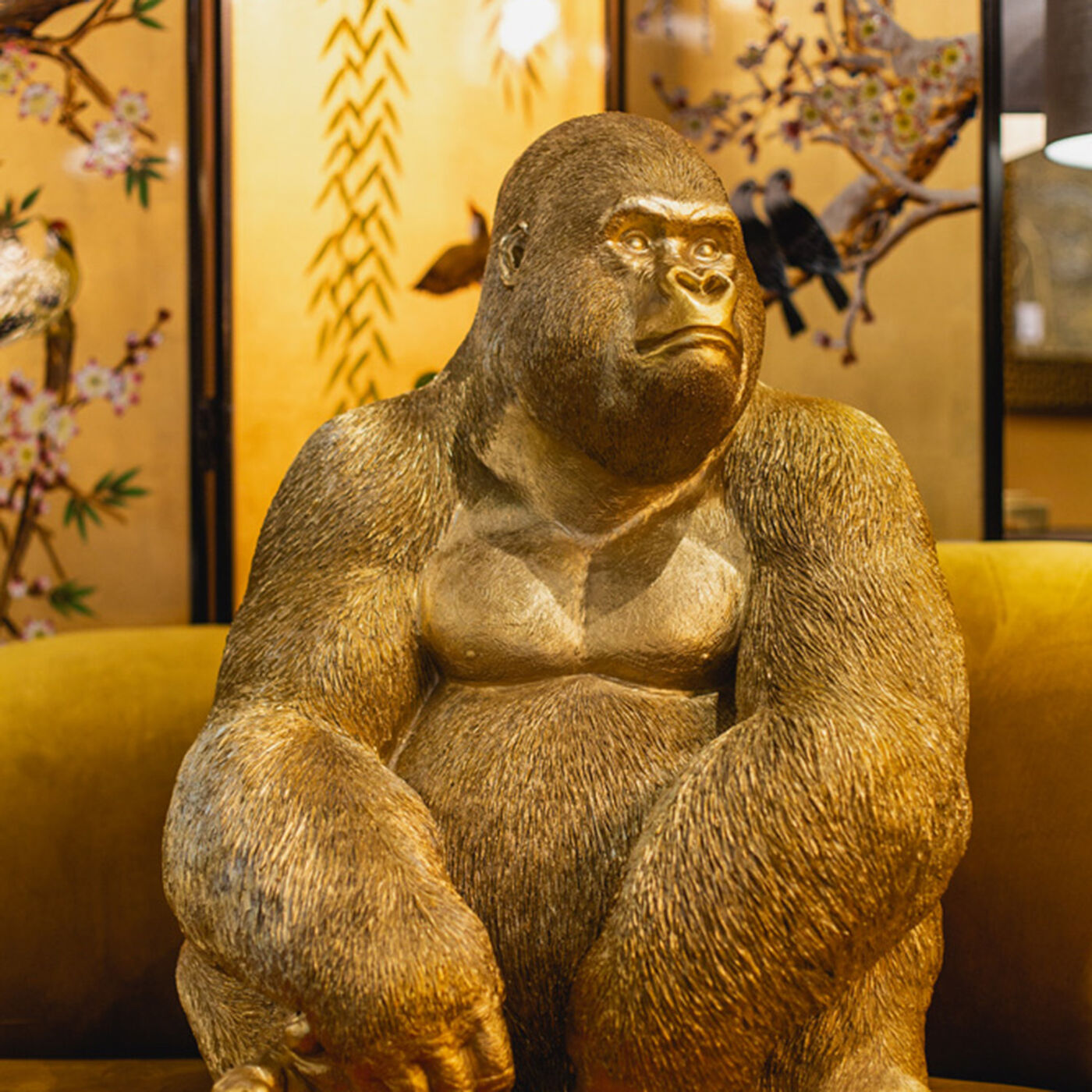 Deko Figur Monkey Gorilla Side XL Gold