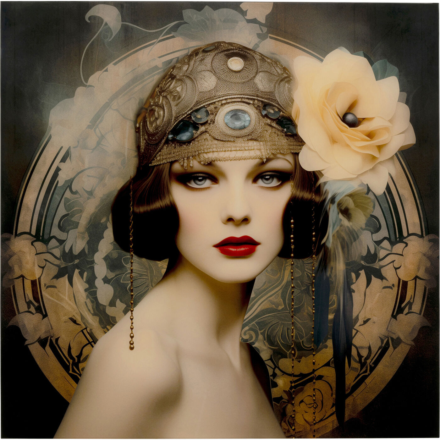Glasbild Muse Art Nouveau 100x100cm