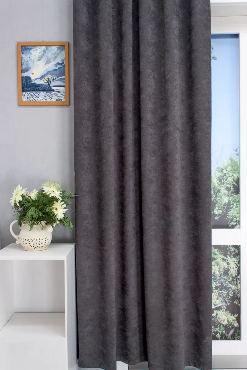 Ramon – Rideau occultant gris quartz, avec tissage velouté sur une face