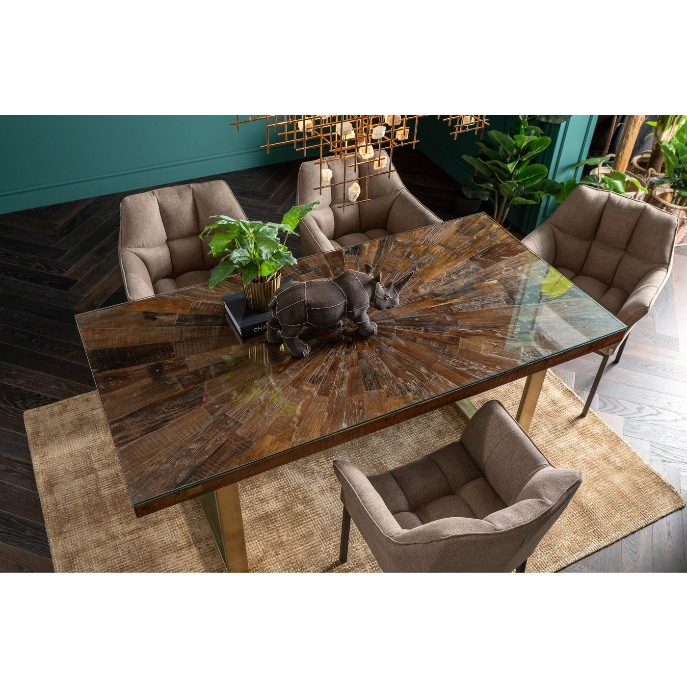 Tavolo Conley ottone 160x80