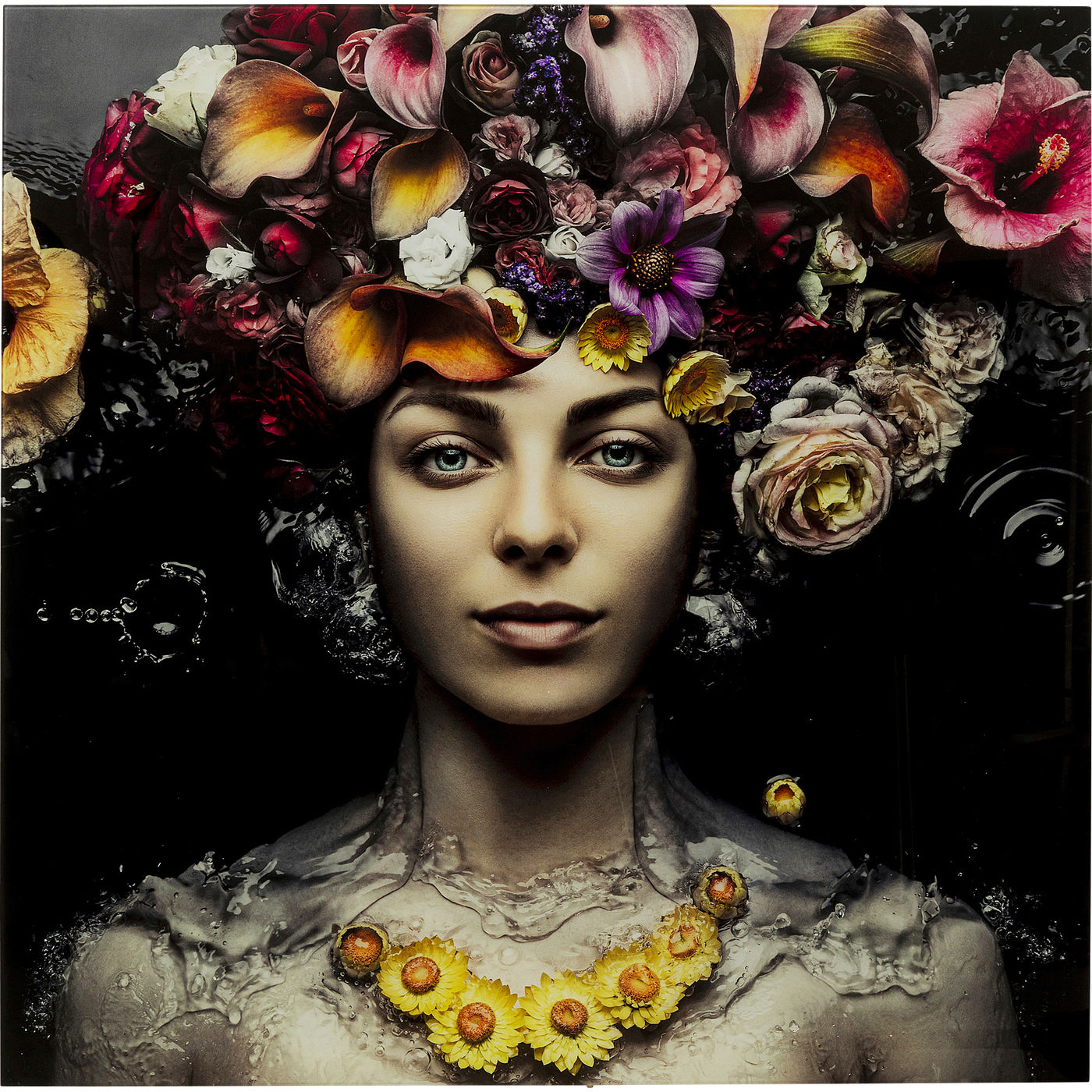 Glasbild Flower Art Lady 120x120cm