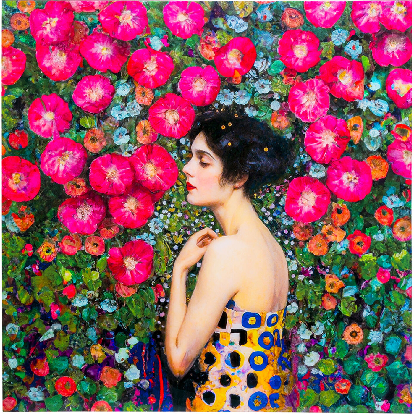 Glasbild Art Nouveau Fleur 120x120cm
