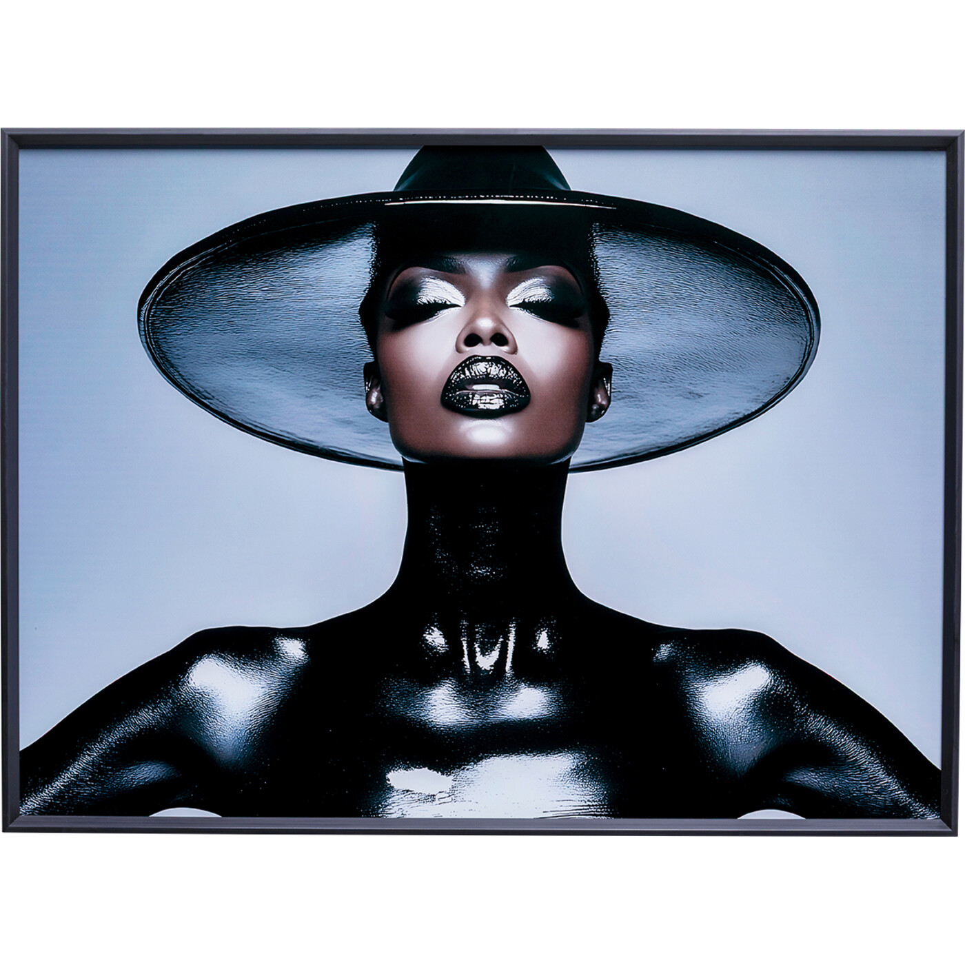 Glasbild Black Hat Lady 70x50cm