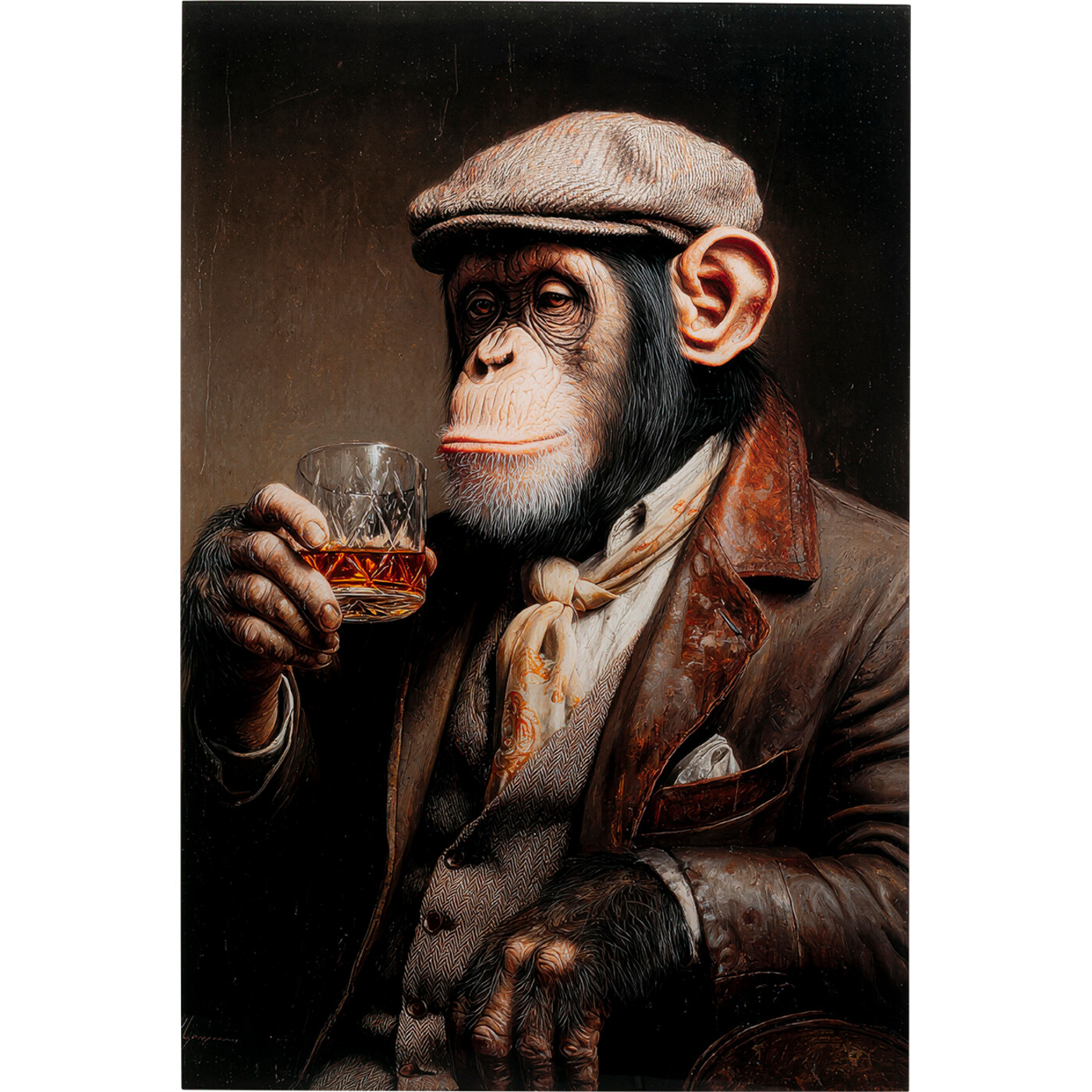 Glasbild Mister Animal Whisky 80x120cm