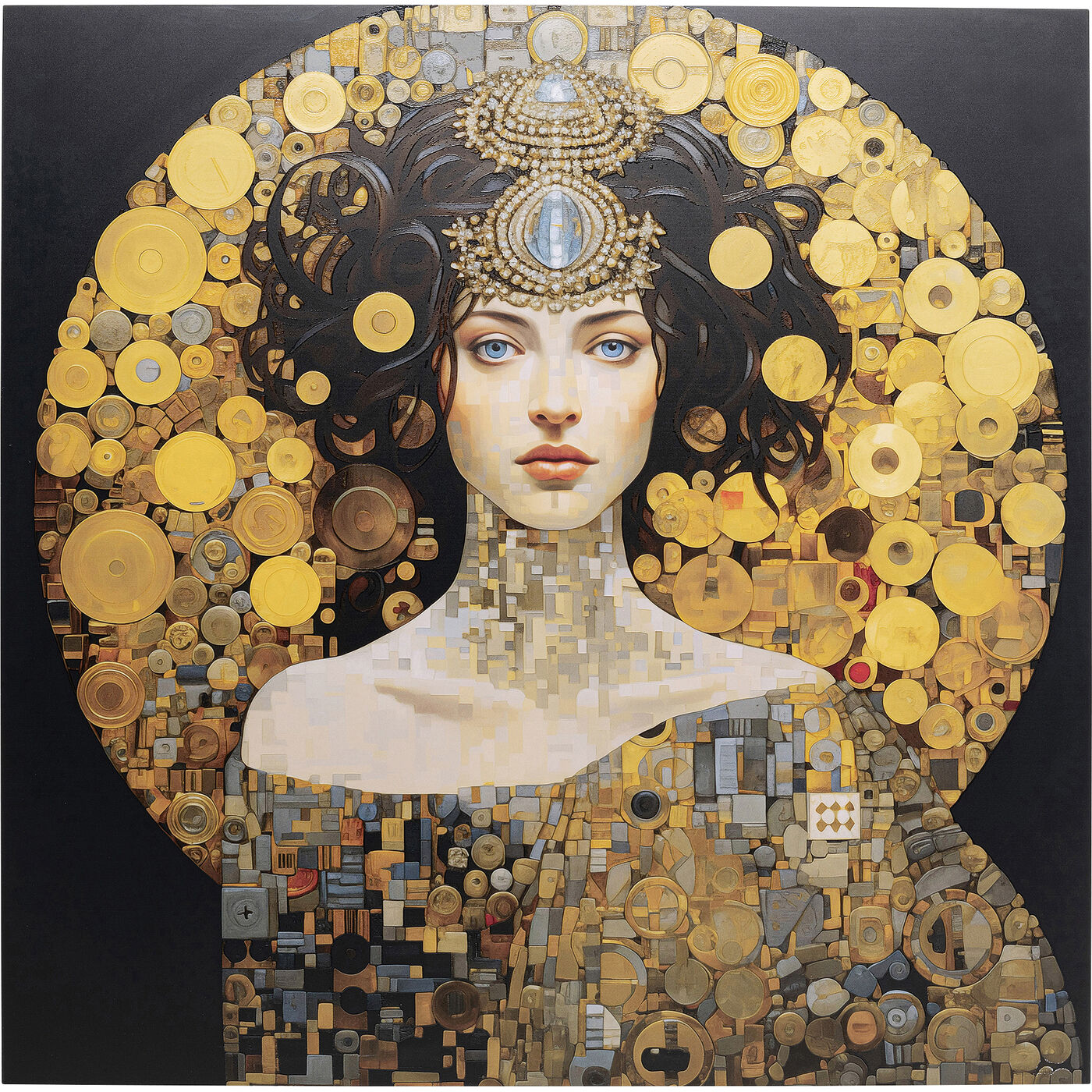 Glasbild Art Nouveau Lady 3D 120x120cm