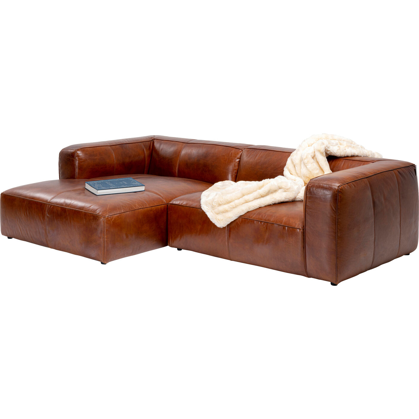 Ecksofa Cubetto Leder Braun 170x270cm