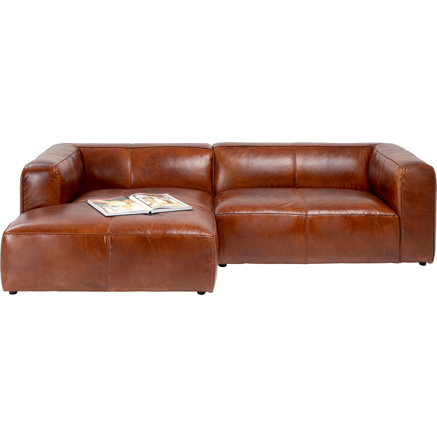 Ecksofa Cubetto Leder Braun 170x270cm