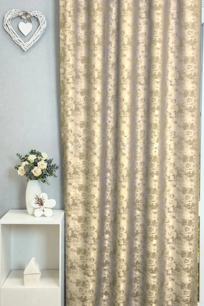 Quartz – Rideau décoratif jacquard coloris café au lait, à effet moucheté et finition satinée