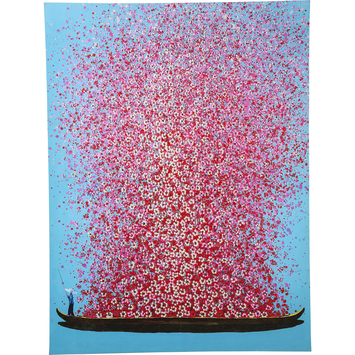 Leinwandbild Flower Boat Blau Pink 120x160cm