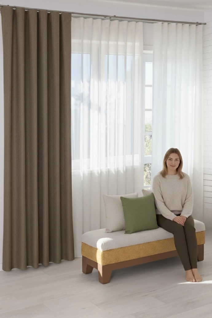 Island – Rideau dimout thermique isolant brun foncé