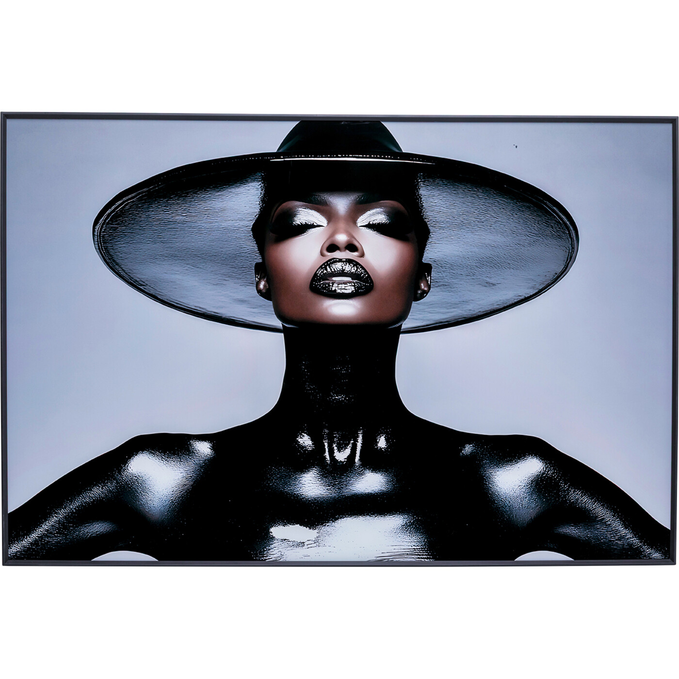 Glasbild Black Hat Lady 150x100cm
