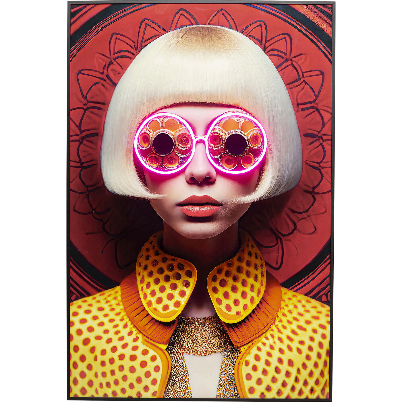 Gerahmtes Bild LED Fancy Blonde Lady 75x55cm