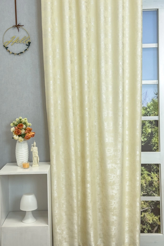 Quartz – Rideau décoratif jacquard écru, à effet moucheté et finition satinée