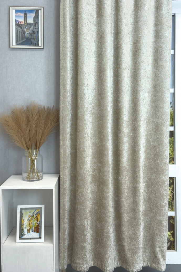 Parker – Rideau occultant en velours beige, 100 % occultant