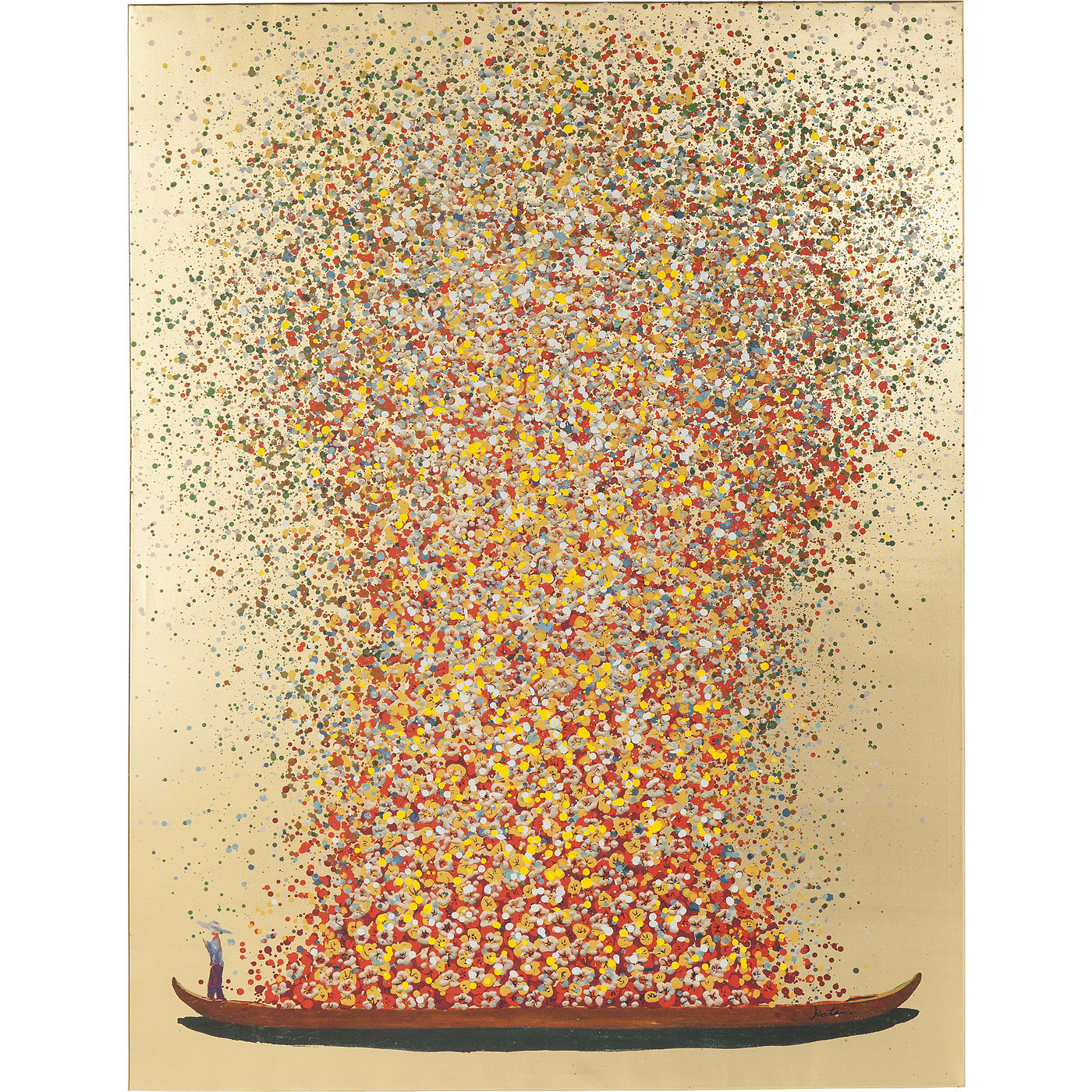 Leinwandbild Flower Boat Gold Rot 80x100cm