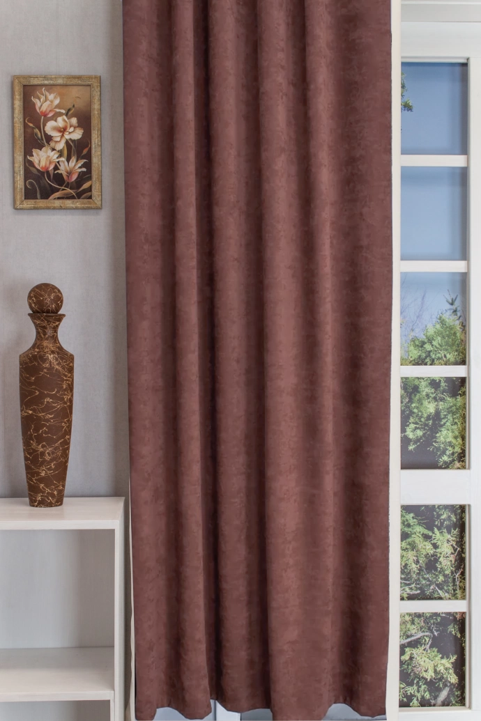 Ramon – Rideau décoratif jacquard occultant brun chocolat à l’aspect velouté