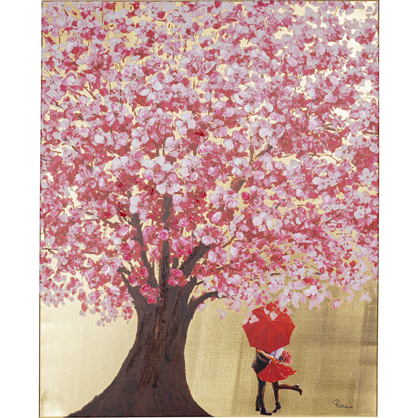 Leinwandbild Flower Couple Gold Pink 80x100cm