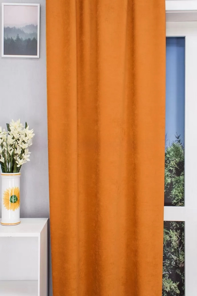 Ramon – Rideau décoratif jacquard occultant orange à l’aspect velouté