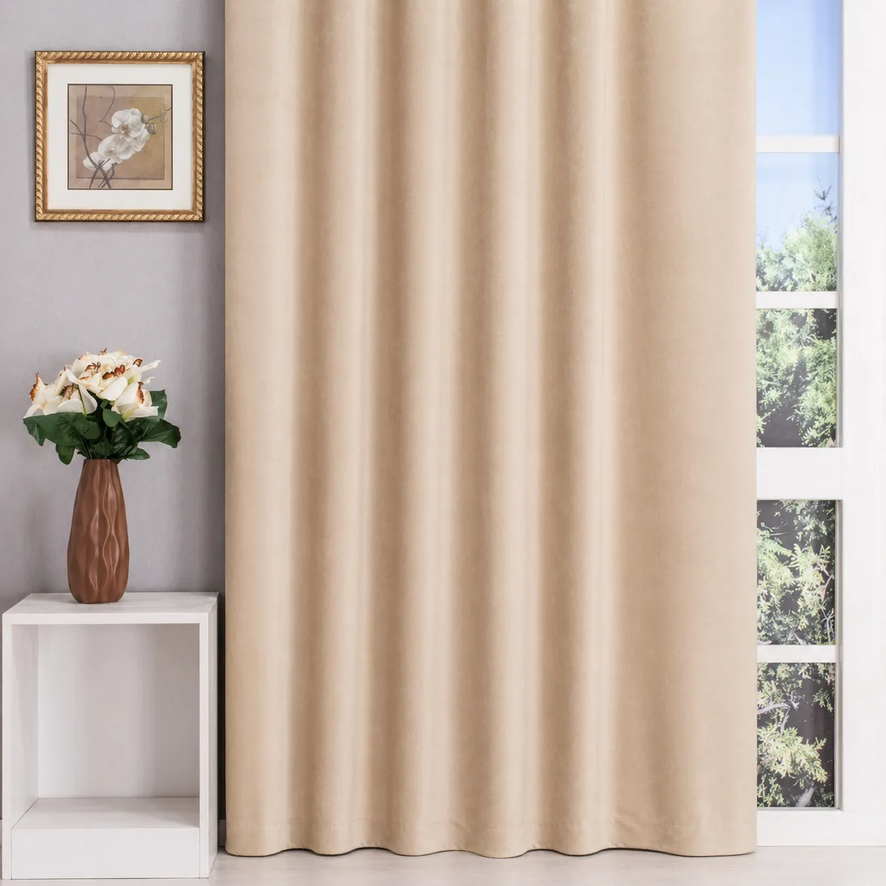 Ramon – Tenda decorativa jacquard oscurante beige chiaro