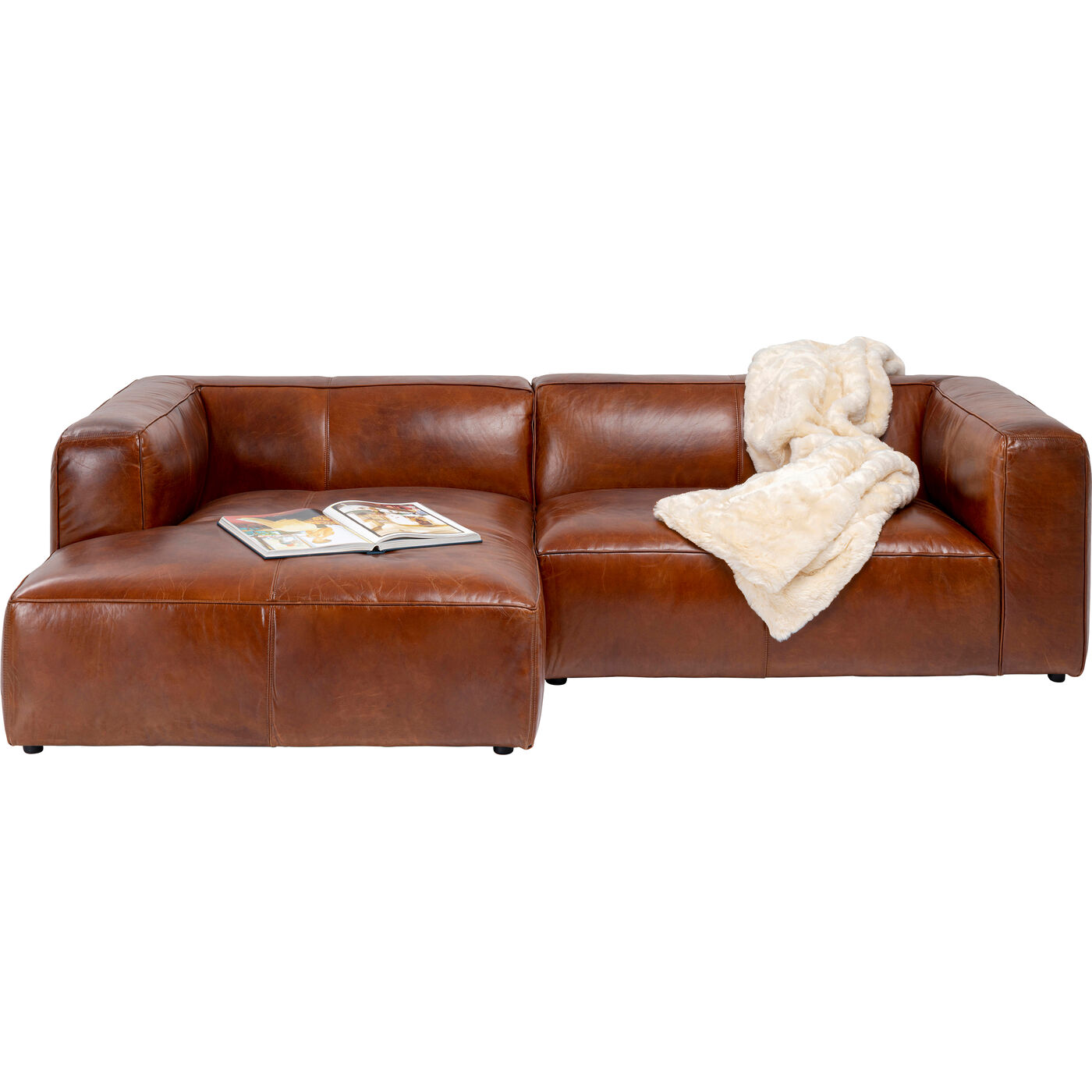 Ecksofa Cubetto Leder Braun 170x270cm