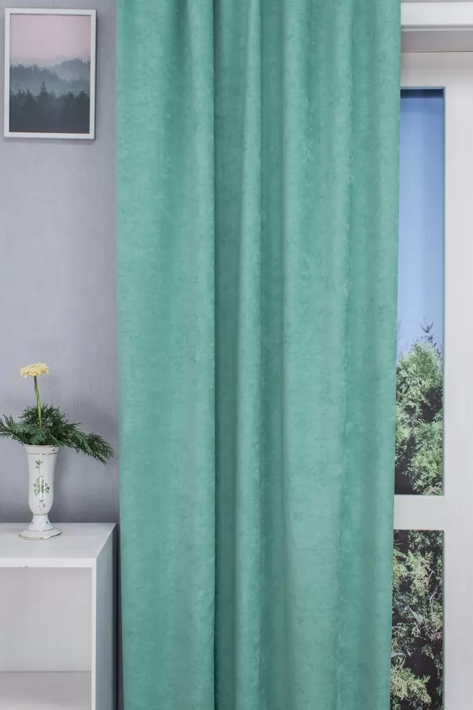 Ramon – Rideau décoratif jacquard occultant vert turquoise pastel à l’aspect velouté