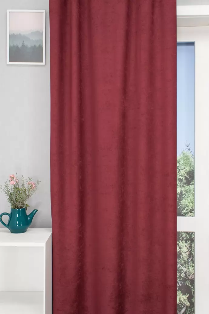 Ramon – Rideau décoratif jacquard occultant bordeaux à l’aspect velouté