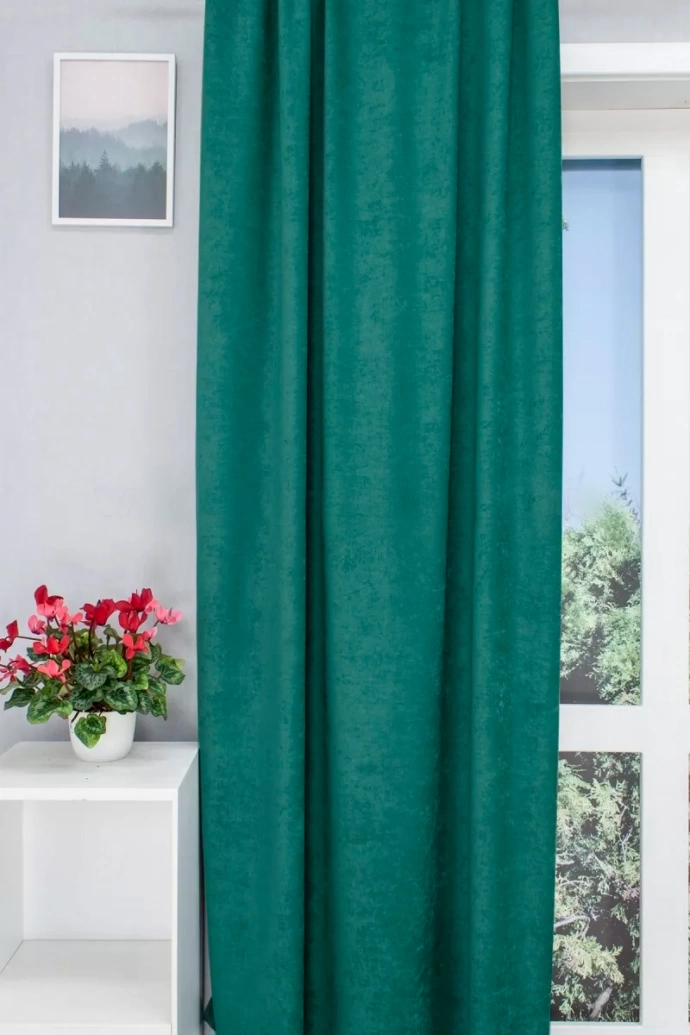 Ramon – Rideau décoratif jacquard occultant turquoise foncé à l’aspect velouté