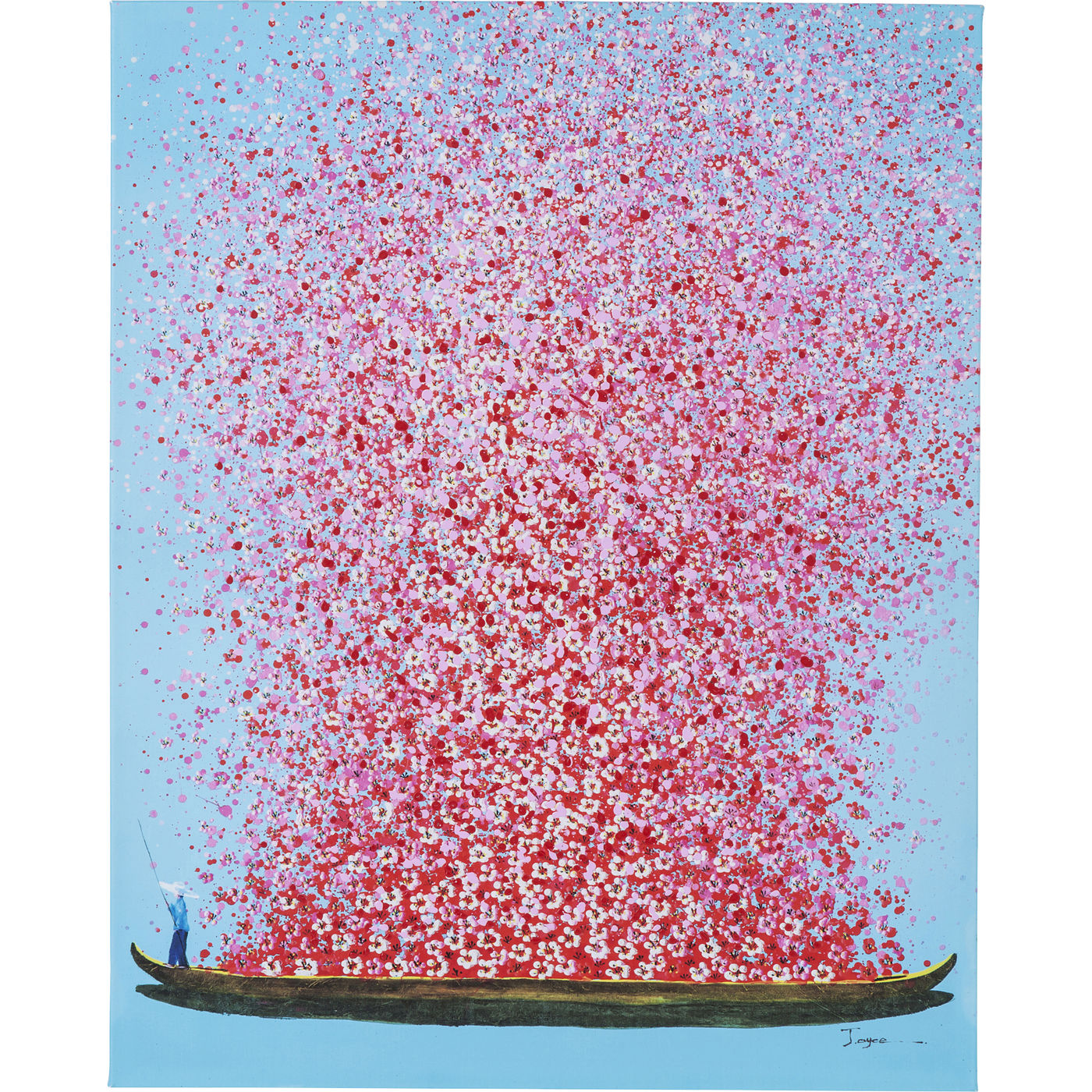 Leinwandbild Flower Boat Blau Pink 80x100cm