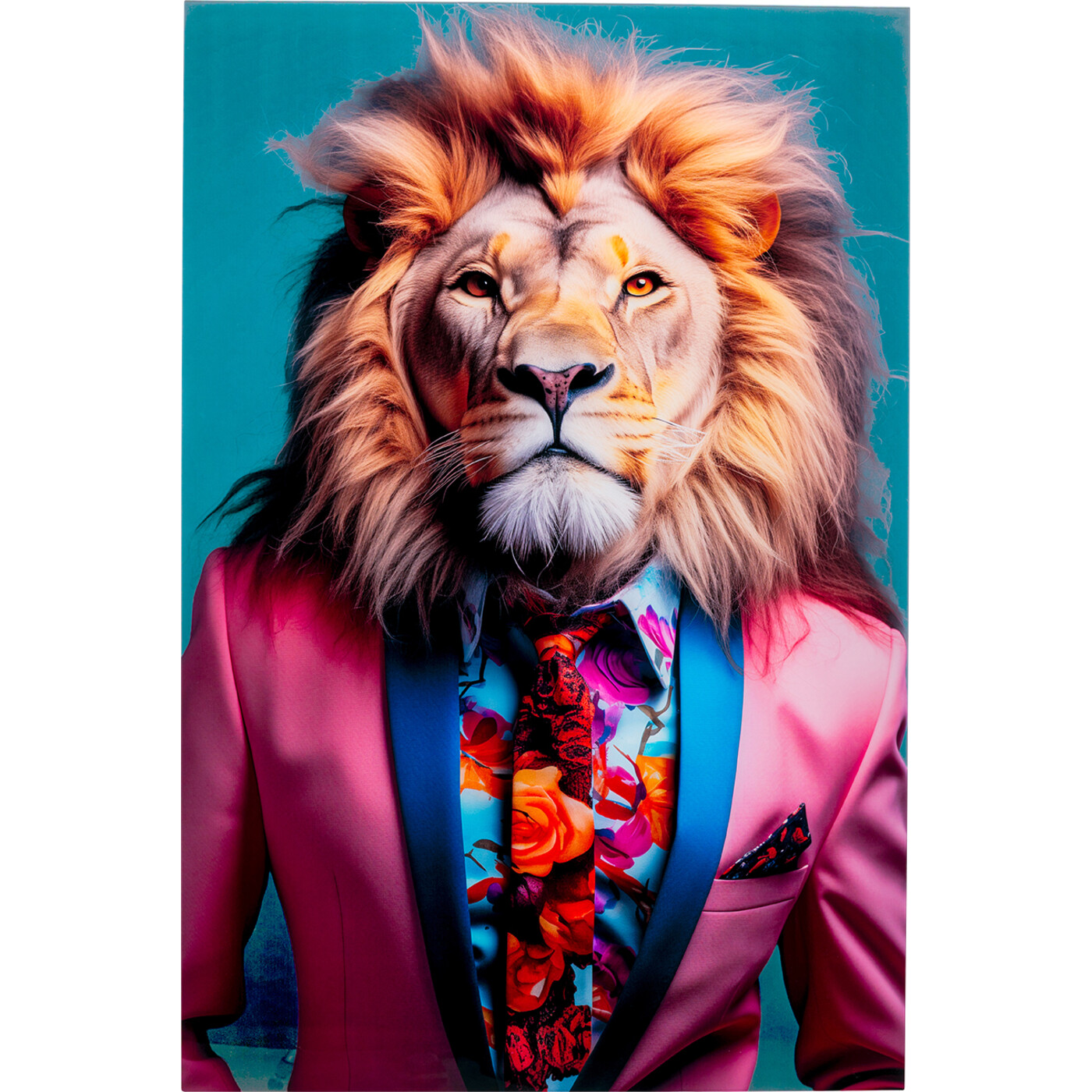 Glasbild Suit Lion 80x120cm