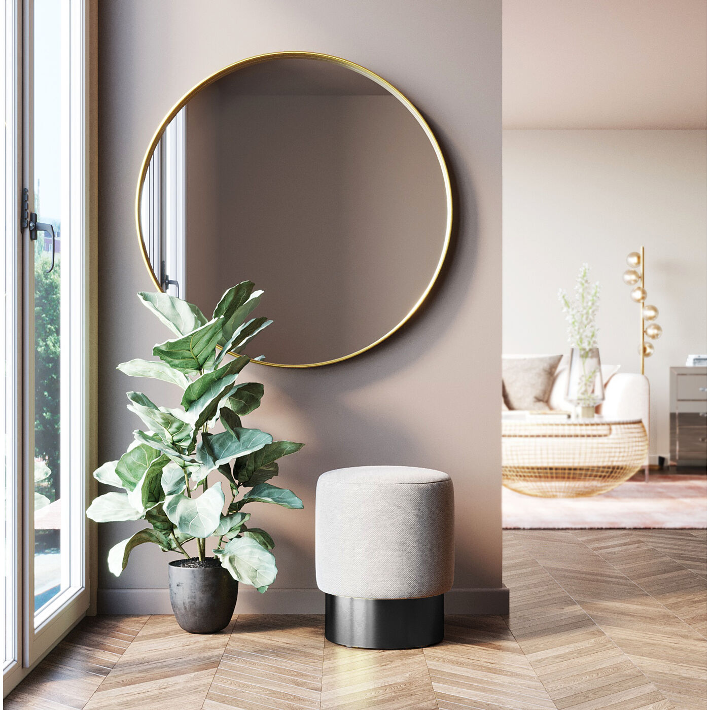 Hocker Cherry Creme Black Ø36cm