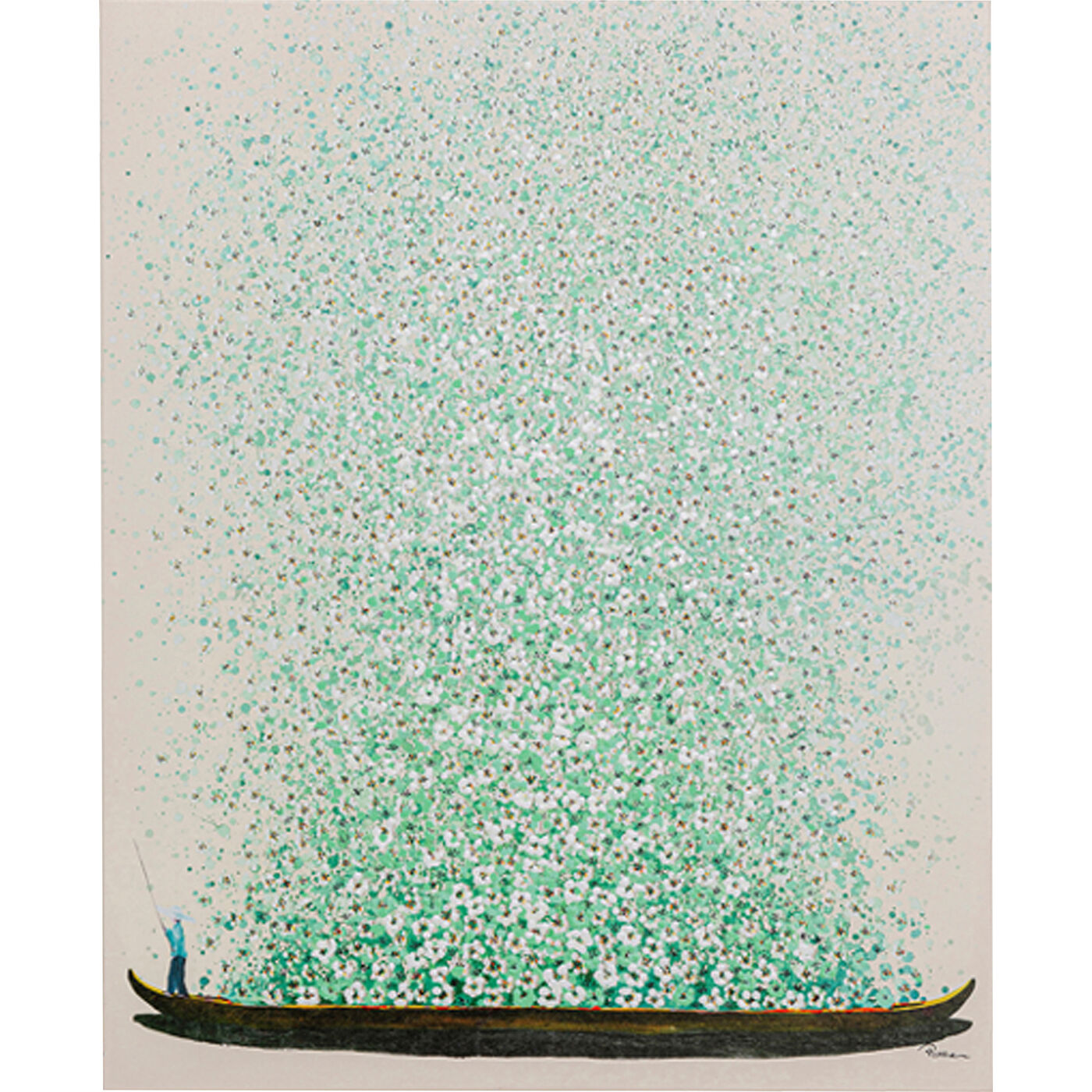 Leinwandbild Flower Boat Beige Grün 40x50cm