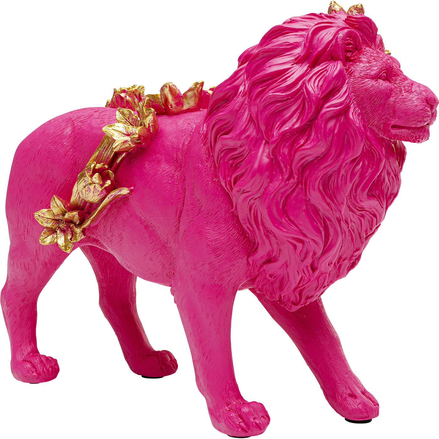 Deco Figurine Flower Lion Pink 19cm