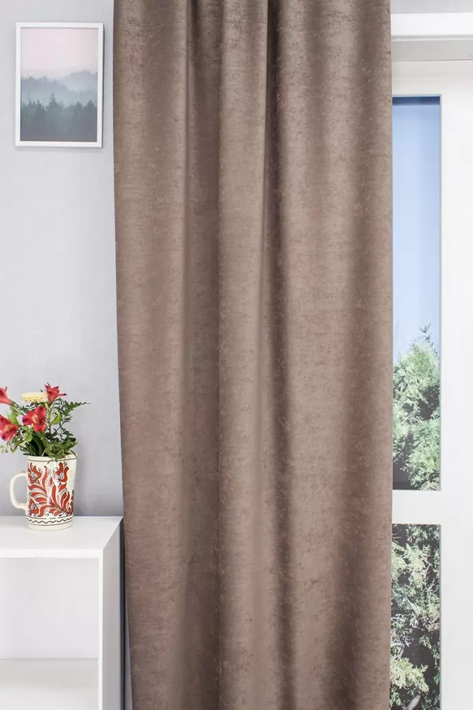 Ramon – Rideau décoratif jacquard occultant brun à l’aspect velouté