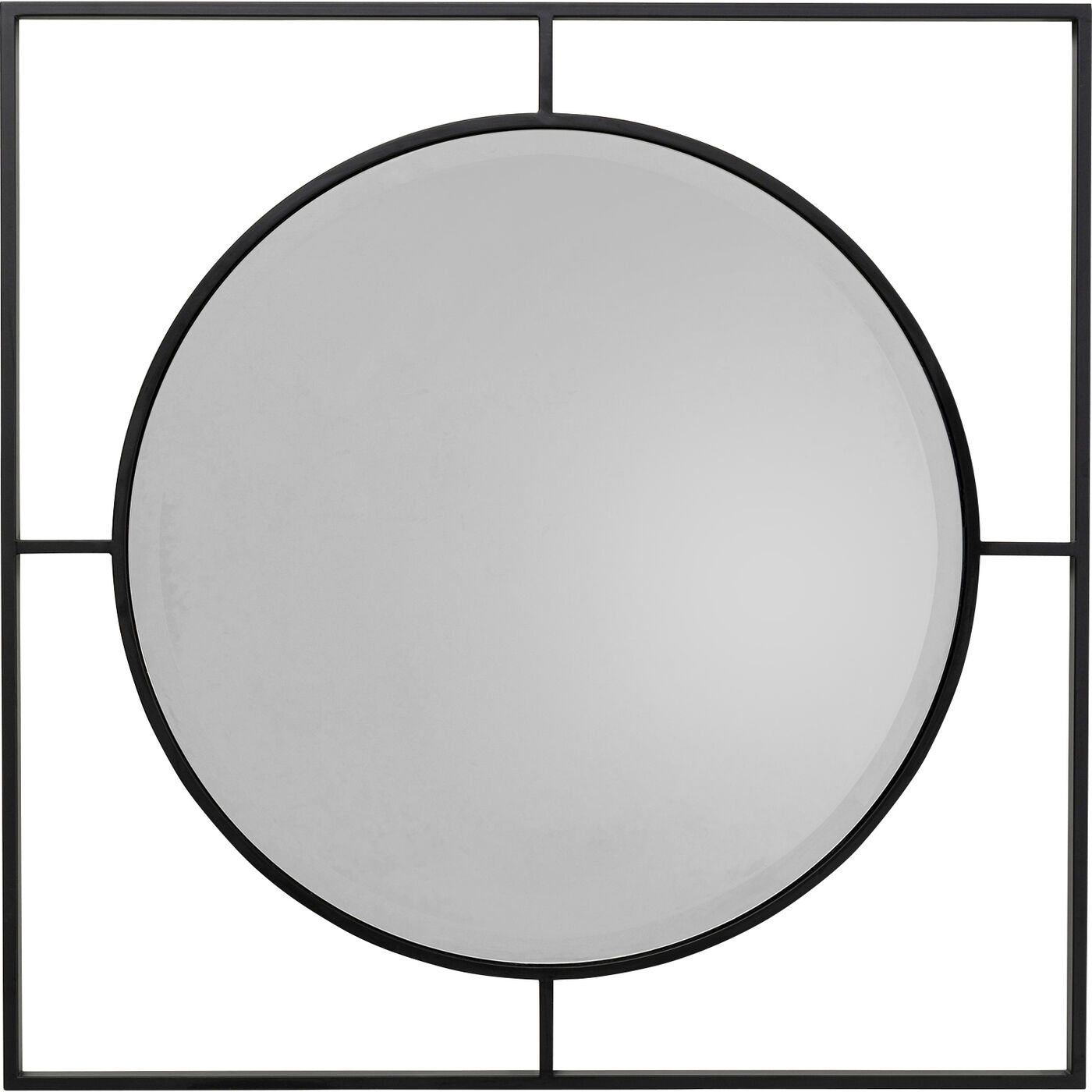 KARE Outlet Wandspiegel Stanford Frame Matt Schwarz Ø90cm OCCASION